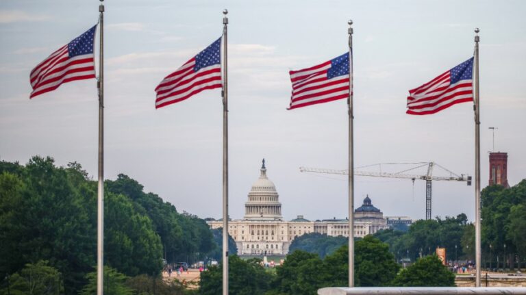 capitol building flags 07092024 GettyImages 2161499582